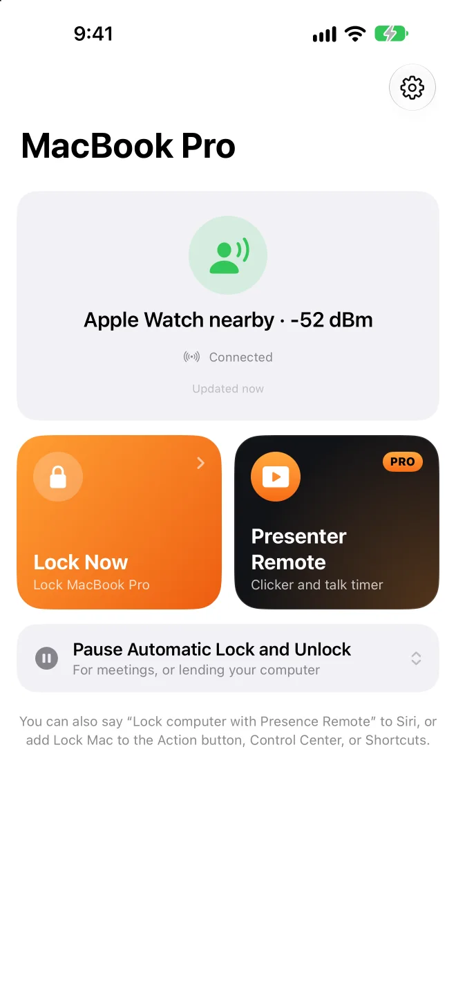 Presence Remote on iPhone: Apple Watch nearby