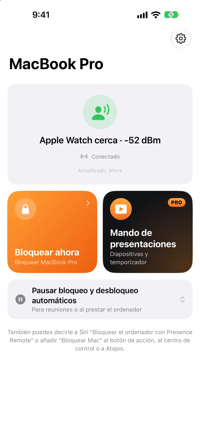 Presence Remote en el iPhone: Apple Watch cerca