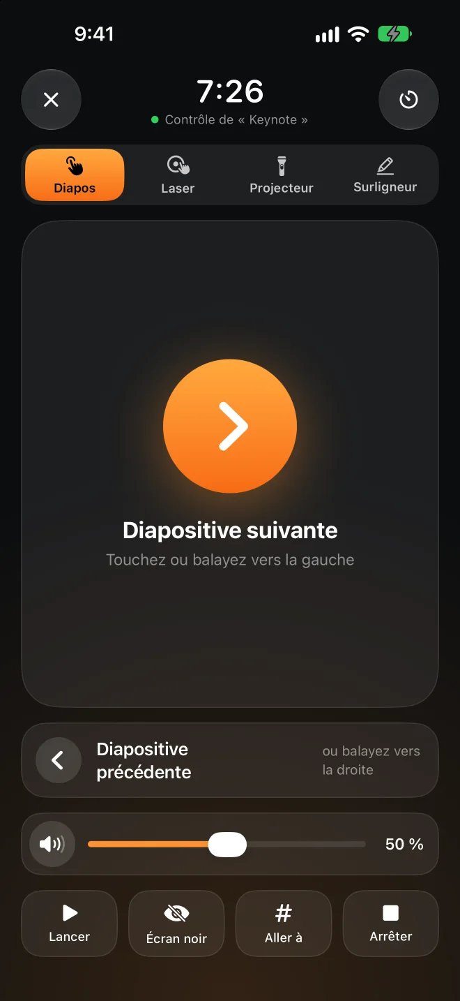 Télécommande de présentation sur iPhone